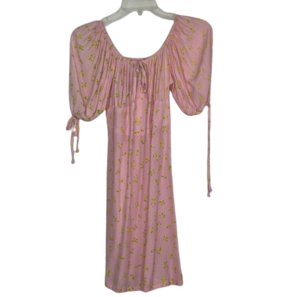 Faithfull The Brand Thea Dress Luda Floral Pink Cottage Core Prairie Sz 4 NWT
